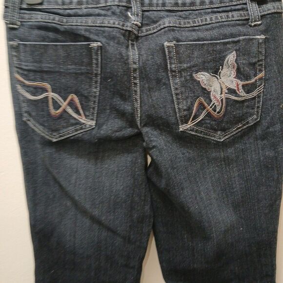 Nobo No Boundaries Junior 11 Dark Wash Bootcut Butterfly Pockets Embroidered - Picture 13 of 16